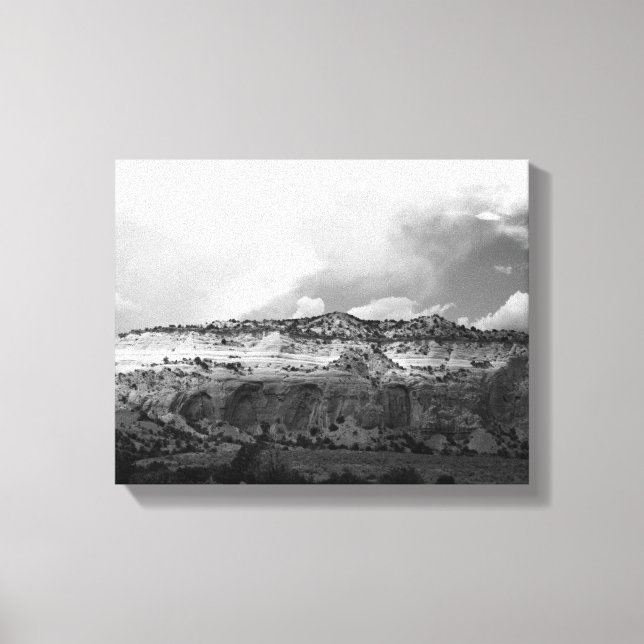Black & White Clouds Moving Over New Mexico 11x14 Canvas Print (Front)