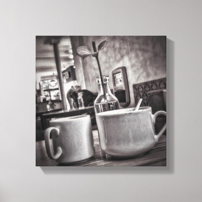 Black & White Coffee Table Small Canvas Print (Front)