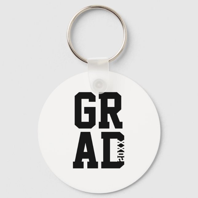  Black White College Colours Graduation Keepsake  Keychain (Front)
