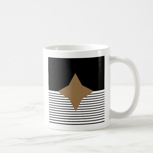 Black White Colorblock & Brown Diamond Coffee Mug (Right)