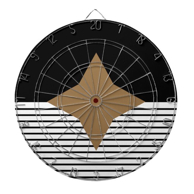 Black White Colorblock & Brown Diamond Dartboard (Front)