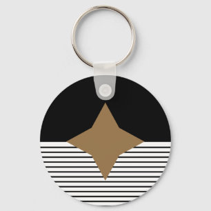 Black White Colorblock & Brown Diamond Keychain