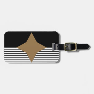 Black White Colorblock & Brown Diamond Luggage Tag