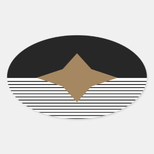 Black White Colorblock & Brown Diamond Oval Sticker