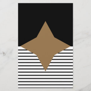 Black White Colorblock & Brown Diamond Stationery