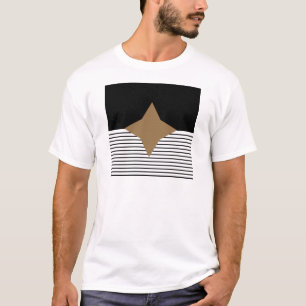 Black White Colorblock & Brown Diamond T-Shirt