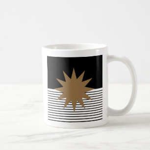 Black White Colorblock & Brown Sun Coffee Mug