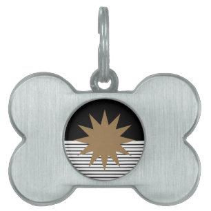 Black White Colorblock & Brown Sun Pet Name Tag