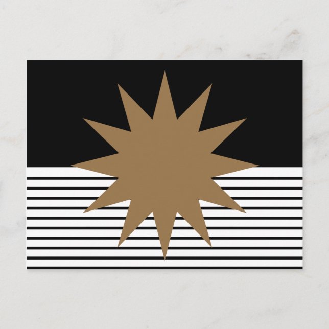 Black White Colorblock & Brown Sun Postcard (Front)