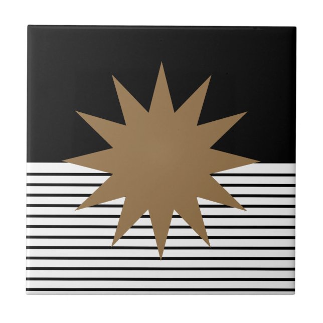 Black White Colorblock & Brown Sun Tile (Front)