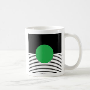 Black White Colorblock & Green Circle Coffee Mug