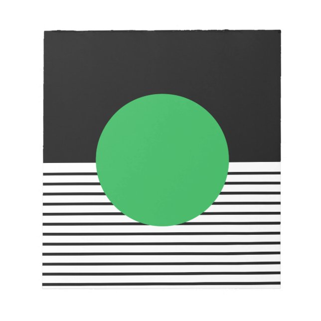 Black White Colorblock & Green Circle Notepad (Front)