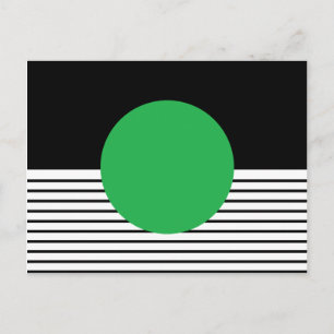 Black White Colorblock & Green Circle Postcard