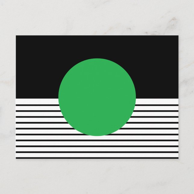 Black White Colorblock & Green Circle Postcard (Front)