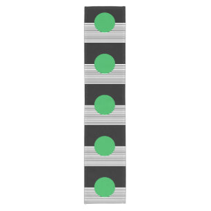 Black White Colorblock & Green Circle Short Table Runner