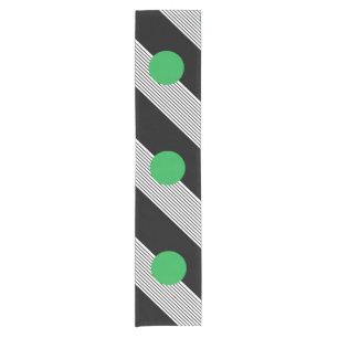 Black White Colorblock & Green Circle Short Table Runner