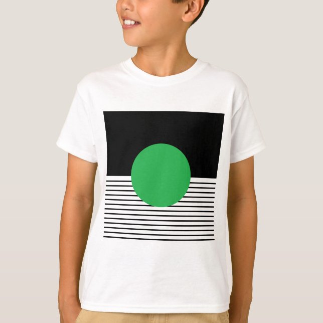 Black White Colorblock & Green Circle T-Shirt (Front)