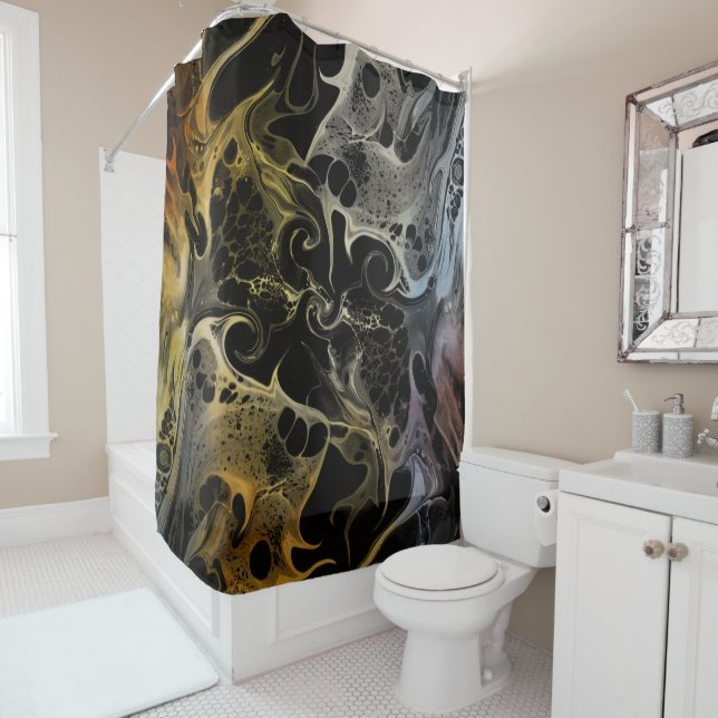 BLACK WHITE COLORFUL SWIRLING WAVY  (In Situ)
