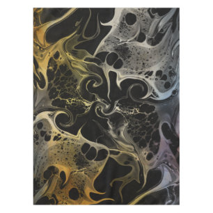 BLACK WHITE COLORFUL SWIRLING WAVY TABLECLOTH