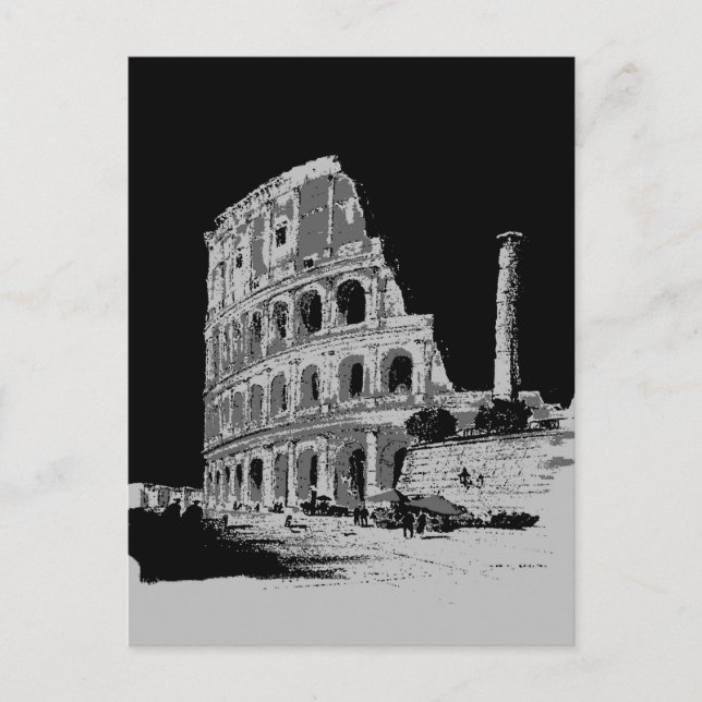 Black & White Colosseum Postcard (Front)