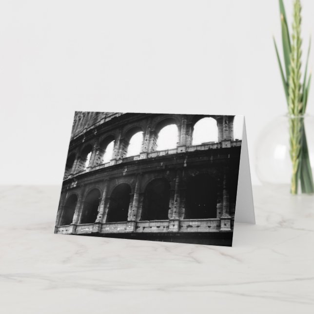 Black White Colosseum Roman Empire Card (Front)