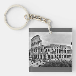 Black & White Colosseum Rome Keyring Keychain