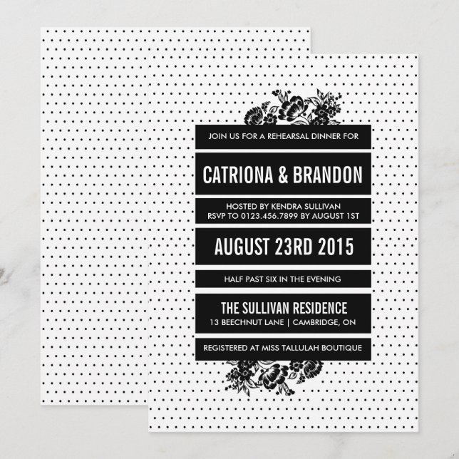 Black & White Colour Blocking Rehearsal Invitation (Front/Back)
