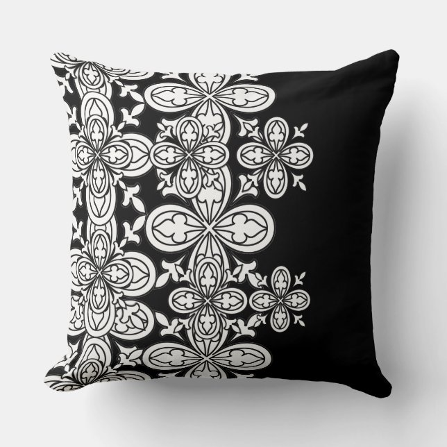 Black & White Colour Me Abstract Petals Pillow (Front)