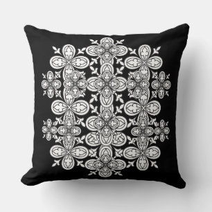 Black & White Colour Me Abstract Petals Pillow 2