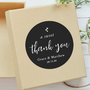 Black White Combo A Sweet Thank You Wedding Classic Round Sticker
