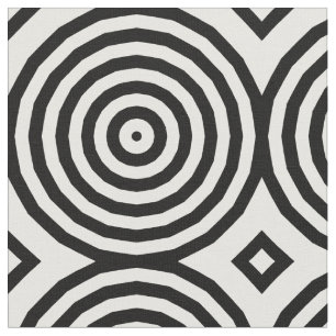 Black & White Concentric Circles Optical Illusion Fabric