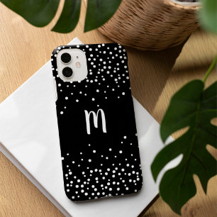 Black & White Confetti Monogram iPhone 16 Case