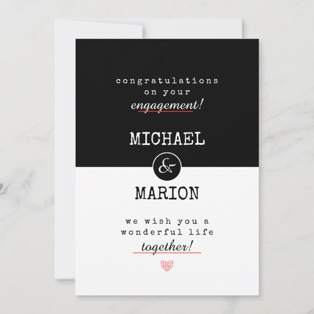 Black&White Congratulating Engagement Card (Back)
