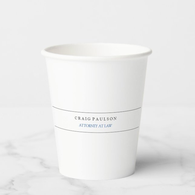 Black White Consultant Attorney at Law Profession Paper Cups (Front)