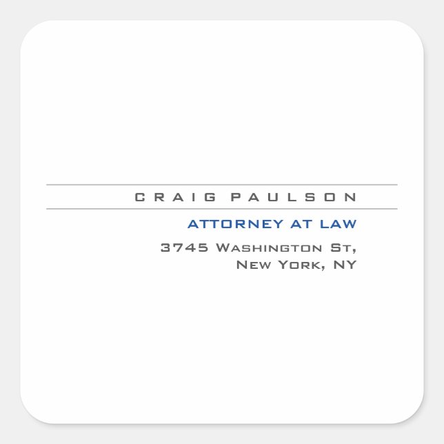 Black White Consultant Attorney at Law Profession Square Sticker (Front)