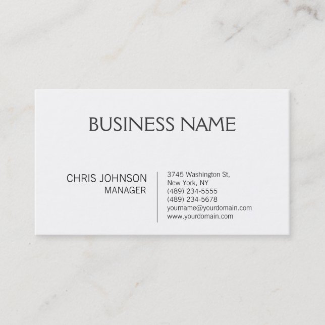 Black White Contemporary Manager Business Card (Front)