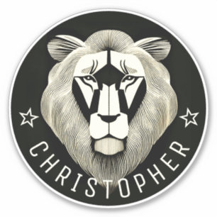     Black & White Cool Modern Old Lion Custom Name