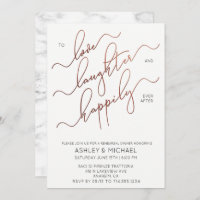Black White Copper Script Rehearsal Dinner Invite