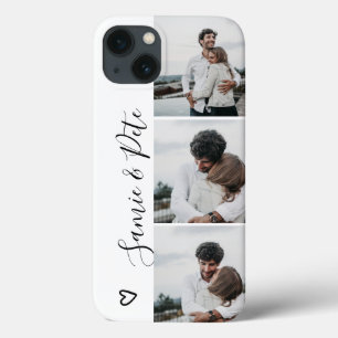 Black white couple names 3 photos collage grid iPhone 13 case