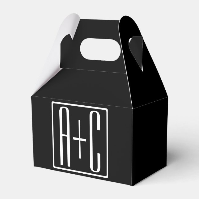 Black & White | Couples Initials Favor Box (Front Side)