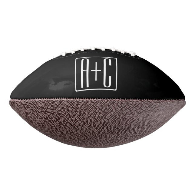 Black & White | Couples Initials Football (Rotated 270)