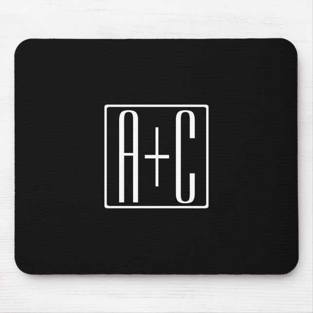 Black & White | Couples Initials Mouse Pad (Front)