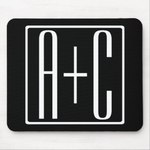 Black & White   Couples Initials Mouse Pad
