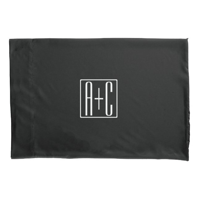 Black & White | Couples Initials Pillowcase (Front)