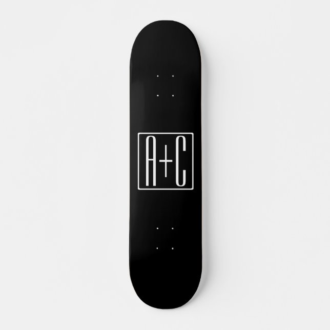 Black & White | Couples Initials Skateboard (Front)