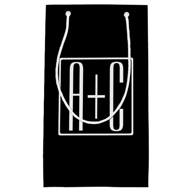 Black & White | Couples Initials Small Gift Bag (Front)