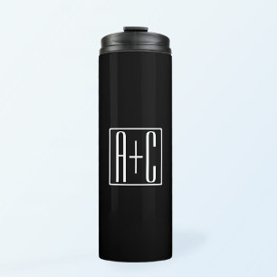 Black & White Couples Initials Thermal Tumbler