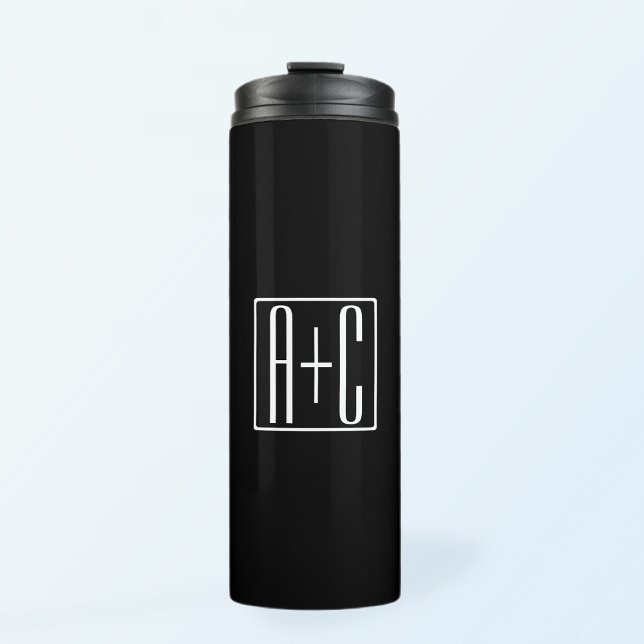 Black & White | Couples Initials Thermal Tumbler (Creator Uploaded)