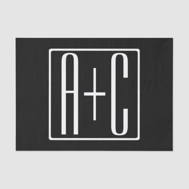 Black & White | Couples Initials Tissue Paper (Front)