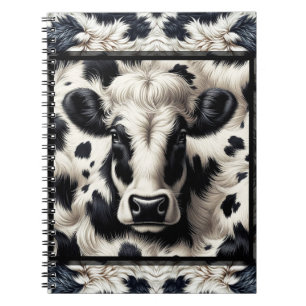 Black & White Cow Cowhide Fur Furry Look Notebook